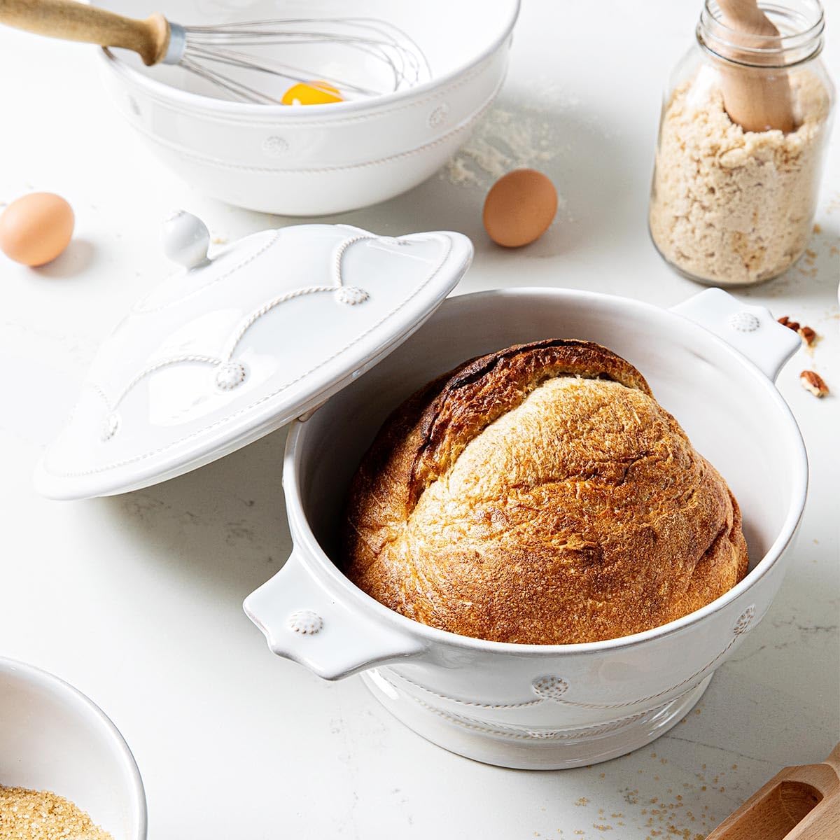 Juliska Berry & Thread Casserole with Lid - Whitewash