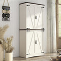 Hlivelood 71' Tall Kitchen Pantry,Farmhouse Storage Cabinet with Adjustable Shelves,Load-Bearing Steel Pipe,Farmhouse Pantry Cabinet with 4 Barn Doors,for Kitchen,Dining Room,Living Room(Rustic White)