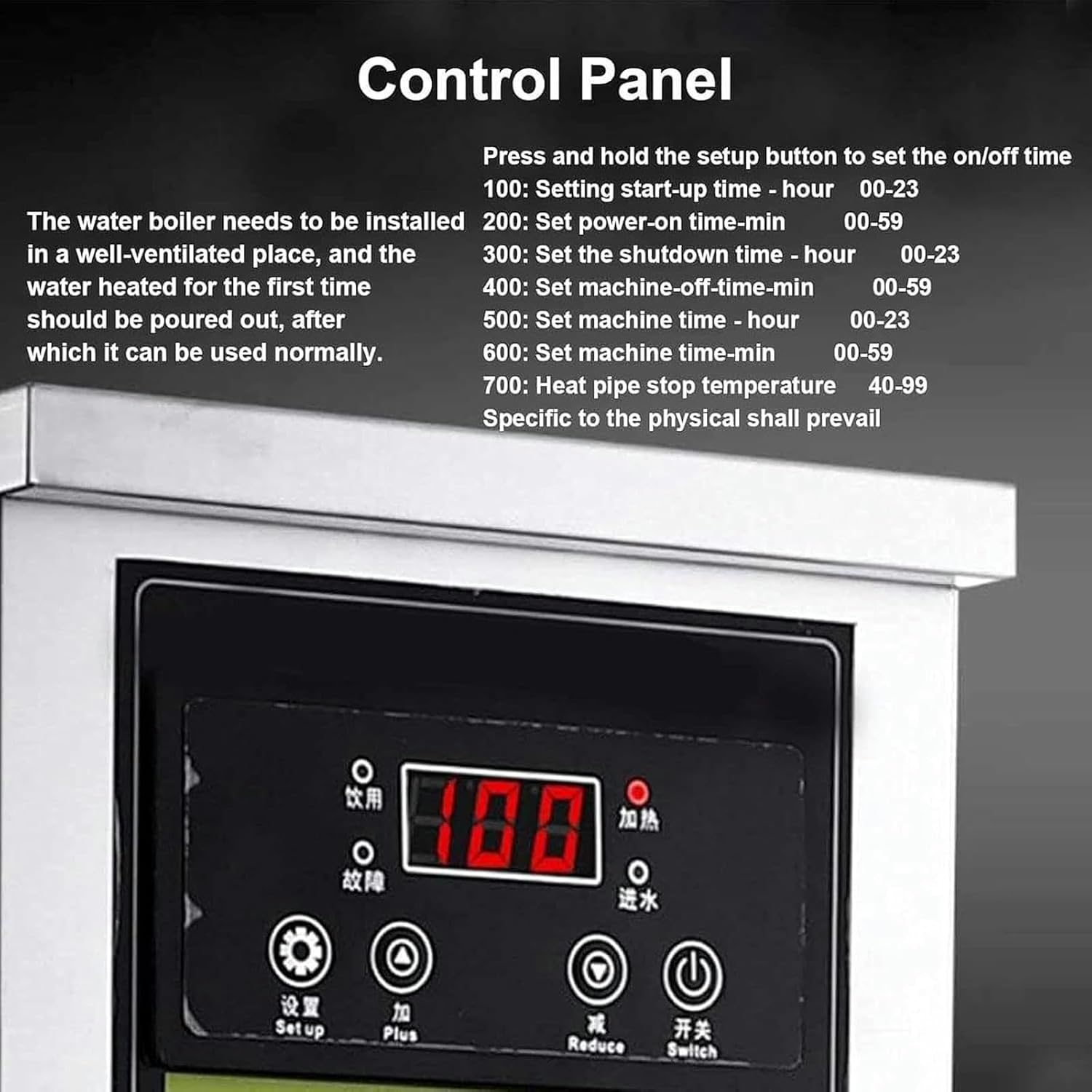 Commercial Automatic Hot Water Boiler, 50L/H Tabletop Hot Water Dispenser With Smart Control Panel, Non Drip Tap, for Coffee Shop, Bar, Bakery, Company, Canteen