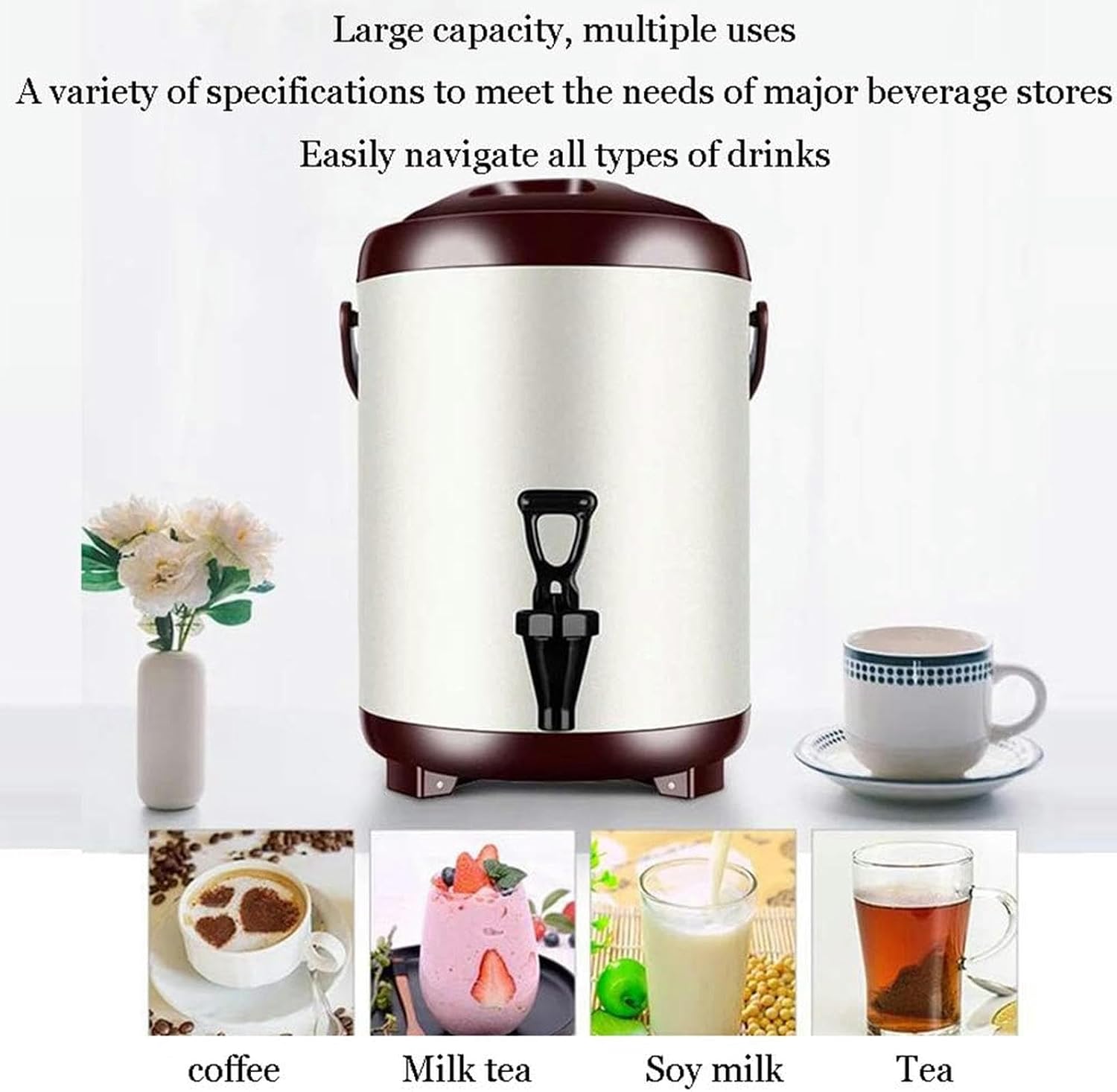 Electric Kettles Commercial Coffee Urn Hot Water Pot, Water/Beverage Dispenser for Keep Hot/Cold, Water Boiler and Beverage Warmer for Buffet, Adjustable Temperature/Black/10L