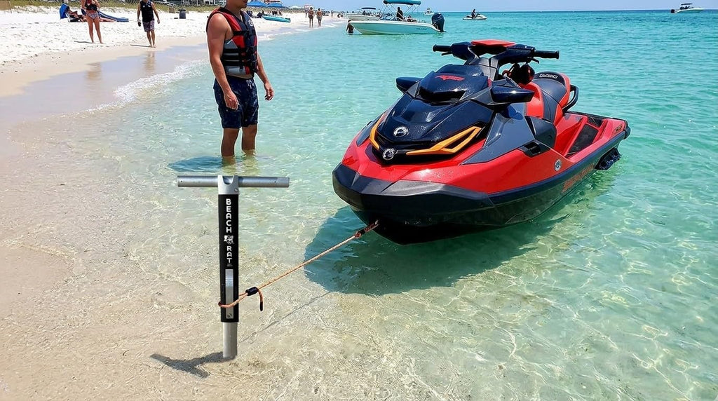Beach Rat Anchor & Case - Pontoon, Tritoon, PWC Anchor - Shallow Water Boat Anchor & Sandbar Anchor, Screw in Boat Anchor, Stainless Steel & Aluminum Anchor Pole Accessory