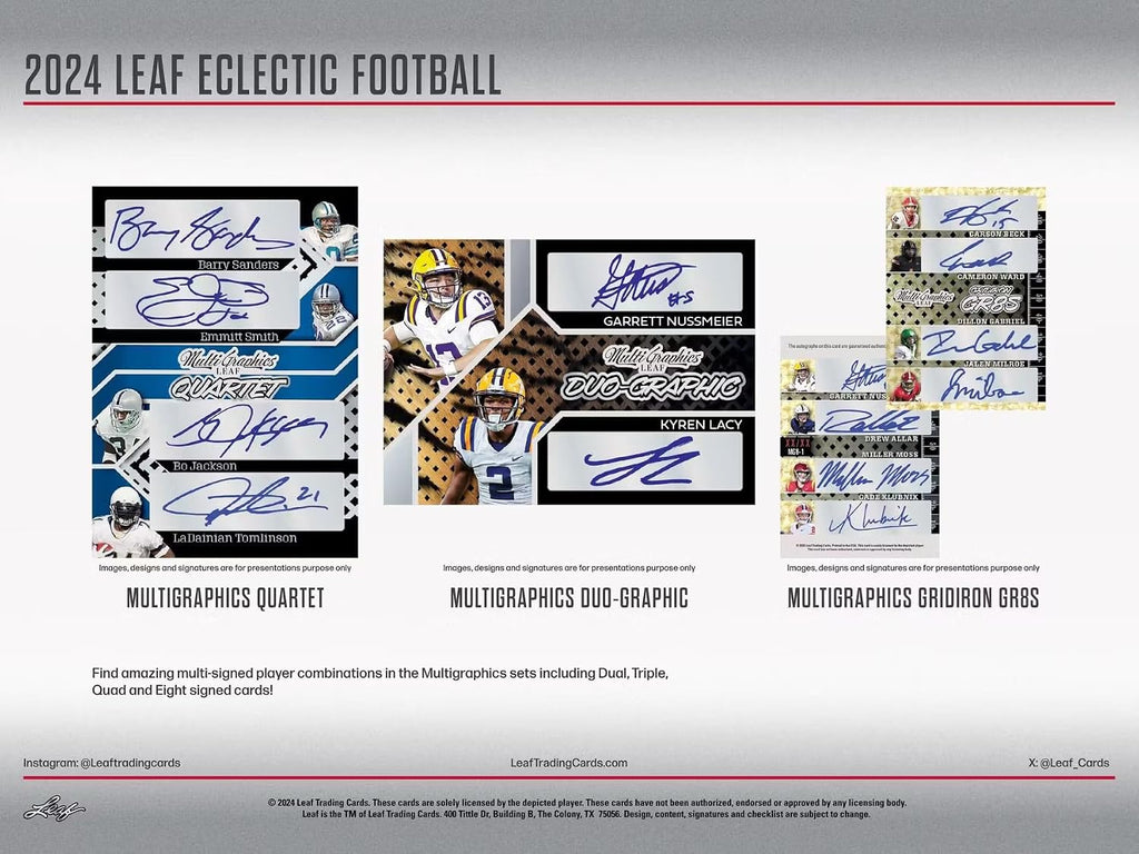 2024 Leaf Eclectic Football Hobby Trading Card Box (4 Autographed Cards Per Hobby Box)