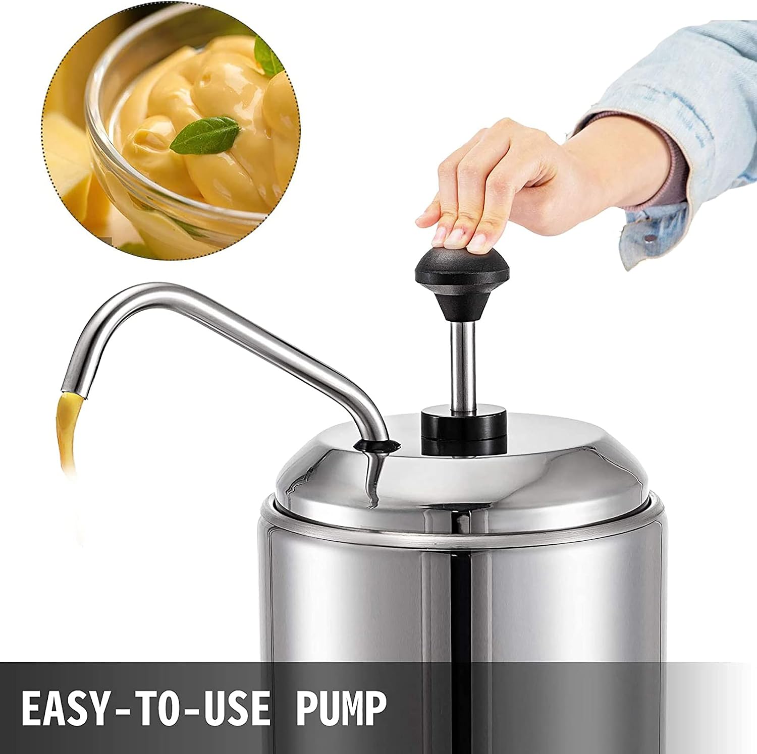 Cheese Dispenser with Pump,2.5L Capacity Hot Fudge Warmer, 800W Electric Hot Fudge Dispenser,10/20/30ML Automatic Cheese Dispenser for Hot Fudge Cheese Caramel,Temperature Control 30-110℃