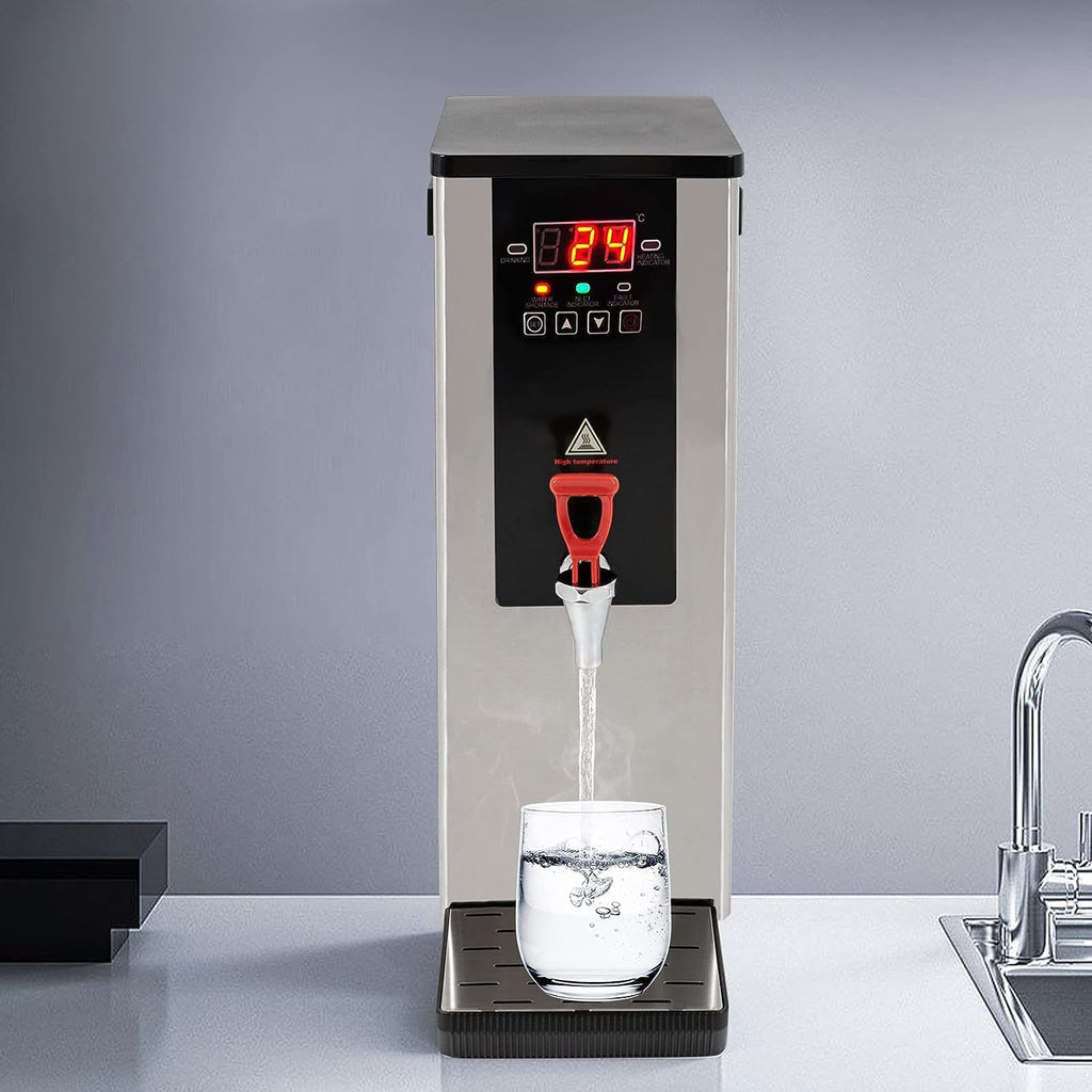 2400W Electric Commercial Water Boiler and Dispenser - 10L Stainless Steel Automatic Hot Water Machine with LCD Display and Faucet for Tea Coffee - Instant Boiling Water!