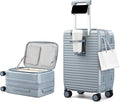 HanTrip 20 Inch Carry on Luggage 22x14x9 Airline Approved Hard Shell Suitcases with Wheels, Top Opening Expandable Carry on Luggage with Cup Holder Small Rolling Suitcase with Lock, Silver