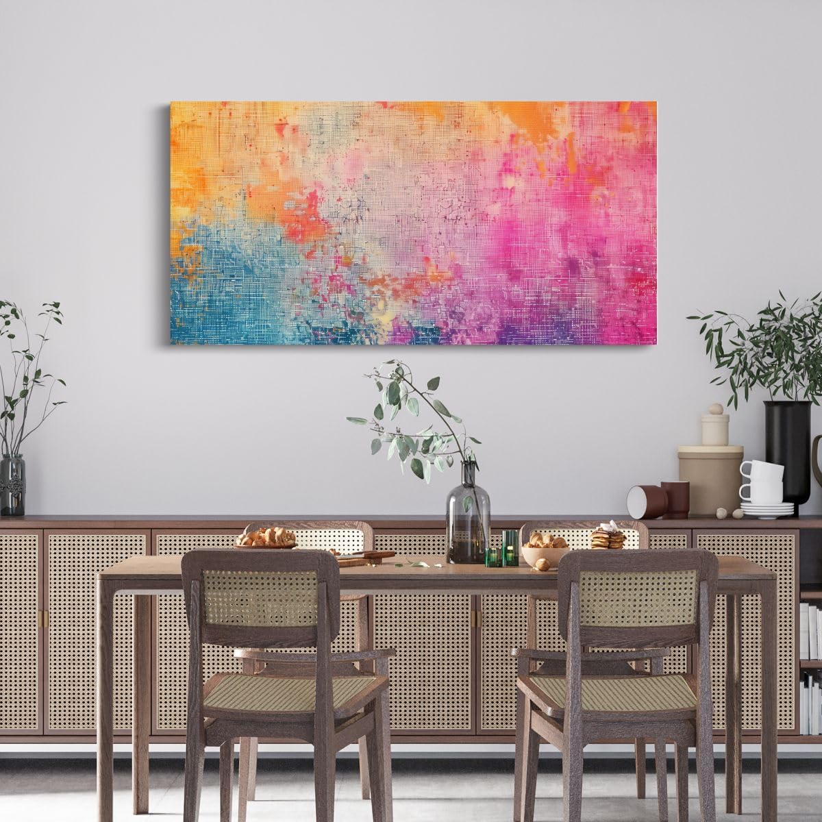 Erosebridal Contemporary Large Wall Decor 58'x29' | Orange Oil Painting Wall Painting Mid Century Ombre Watercolor Poster Print Modern Ink Painting Framed Canvas Prints