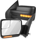 SCITOO Towing Mirrors Exterior Accessories Mirrors fit For Ford For F-150 2004-2014 Pickup Truck with A Pair Power Heated Turn Signal Light Puddle Light Manual Folding Black Cap Housing