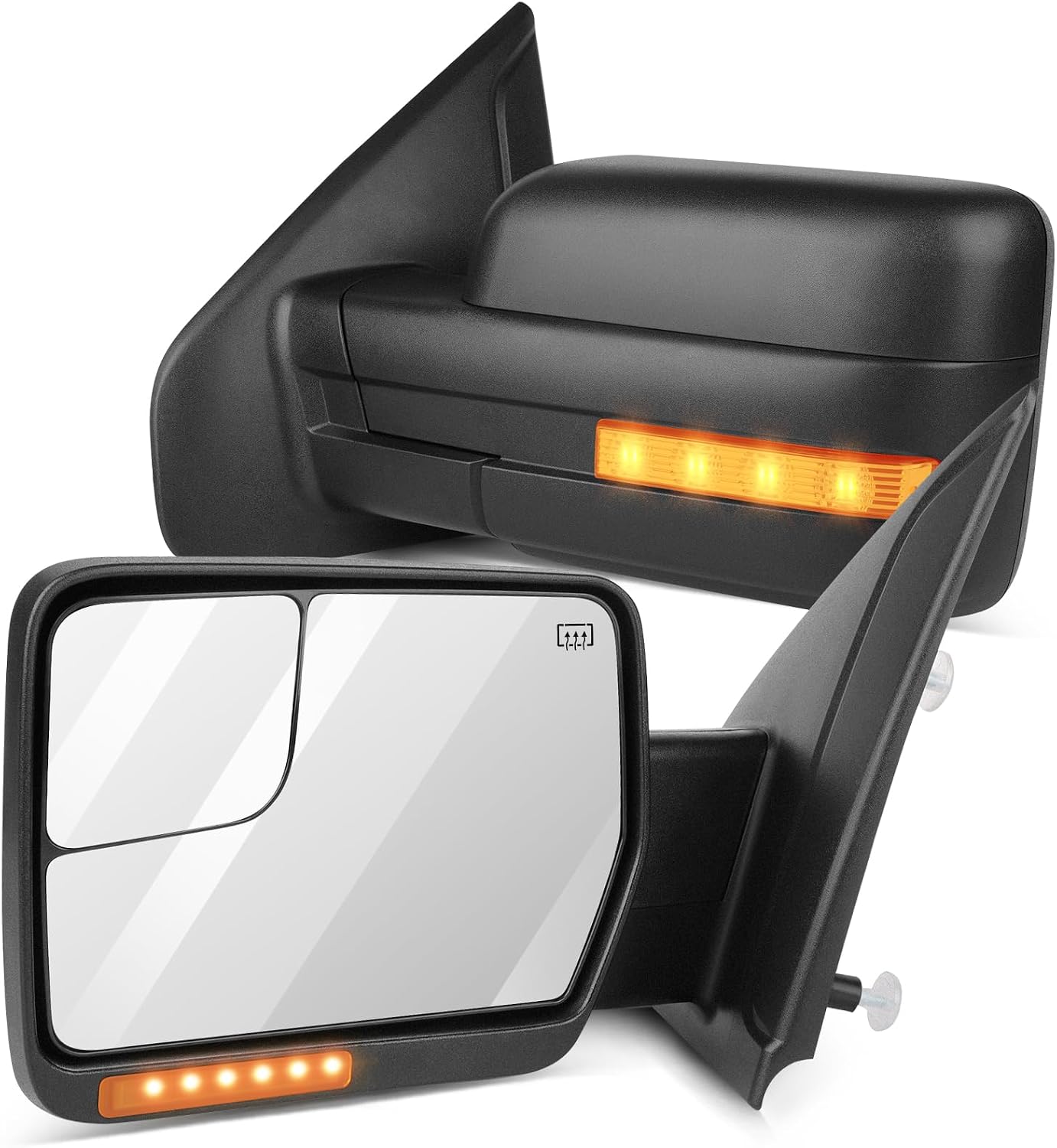SCITOO Towing Mirrors Exterior Accessories Mirrors fit For Ford For F-150 2004-2014 Pickup Truck with A Pair Power Heated Turn Signal Light Puddle Light Manual Folding Black Cap Housing