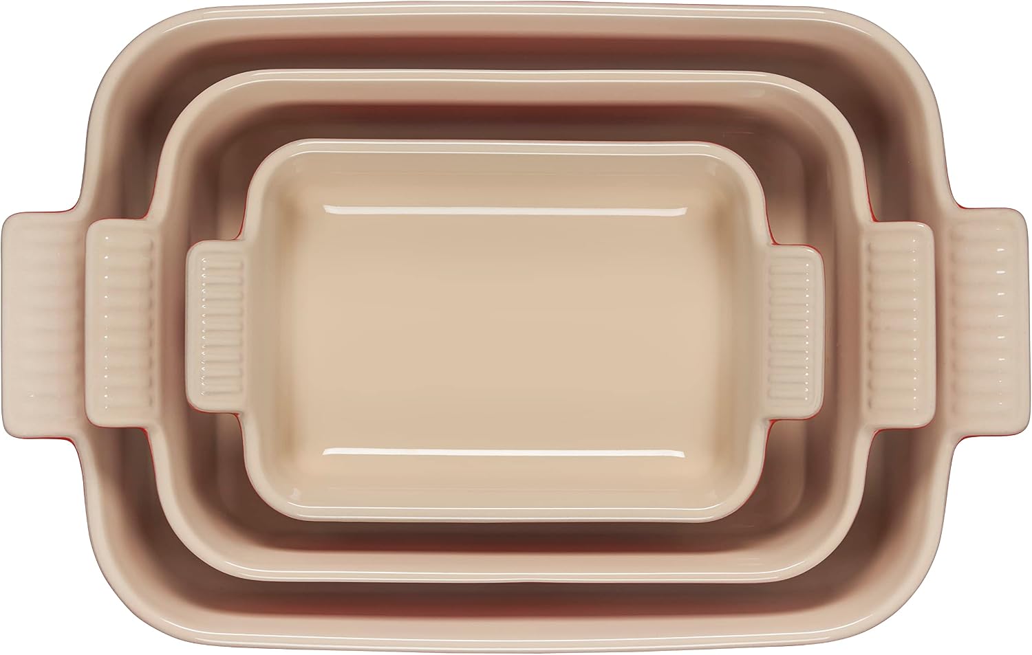 Le Creuset Stoneware Heritage 3-Piece Rectangular Baking Dish Set, Cerise