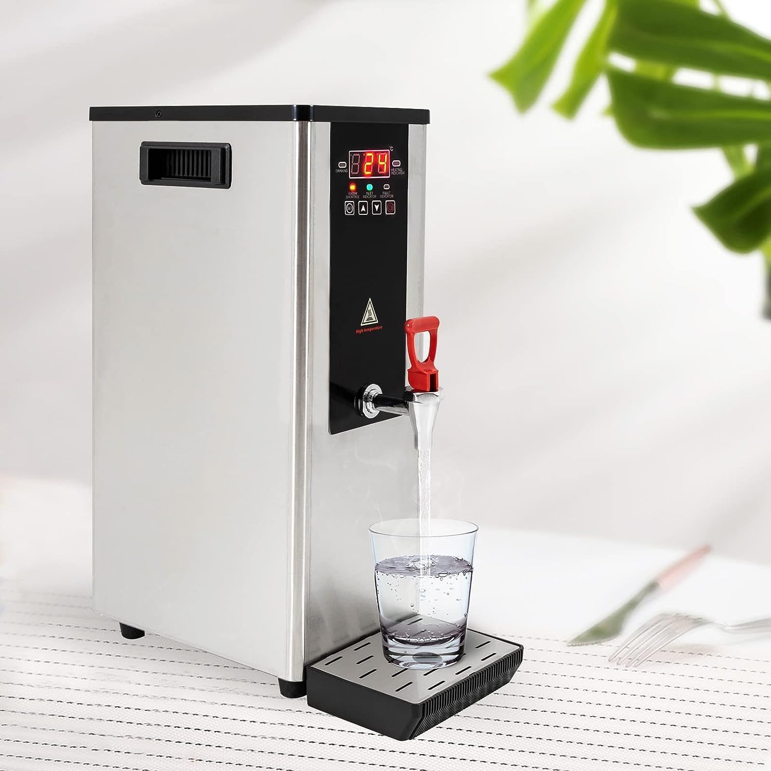 2400W Electric Commercial Water Boiler and Dispenser - 10L Stainless Steel Automatic Hot Water Machine with LCD Display and Faucet for Tea Coffee - Instant Boiling Water!