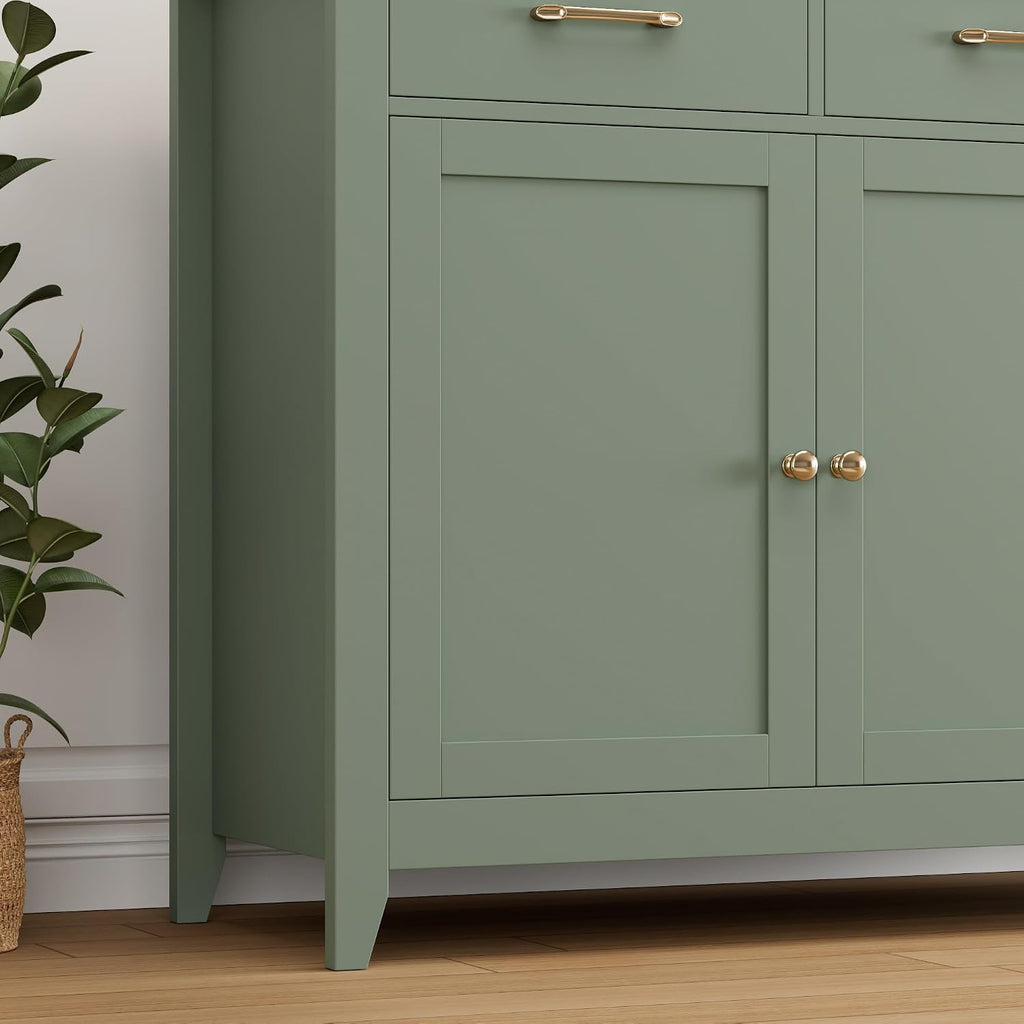 HORSTORS 47' Buffet Cabinet with Storage, Kitchen Buffet Table with Drawer, Modern Coffee Bar Storage Cabinet with Adjustable Shelf, Wood Sideboard for Dining Room, Kitchen, Entryway, Light Green