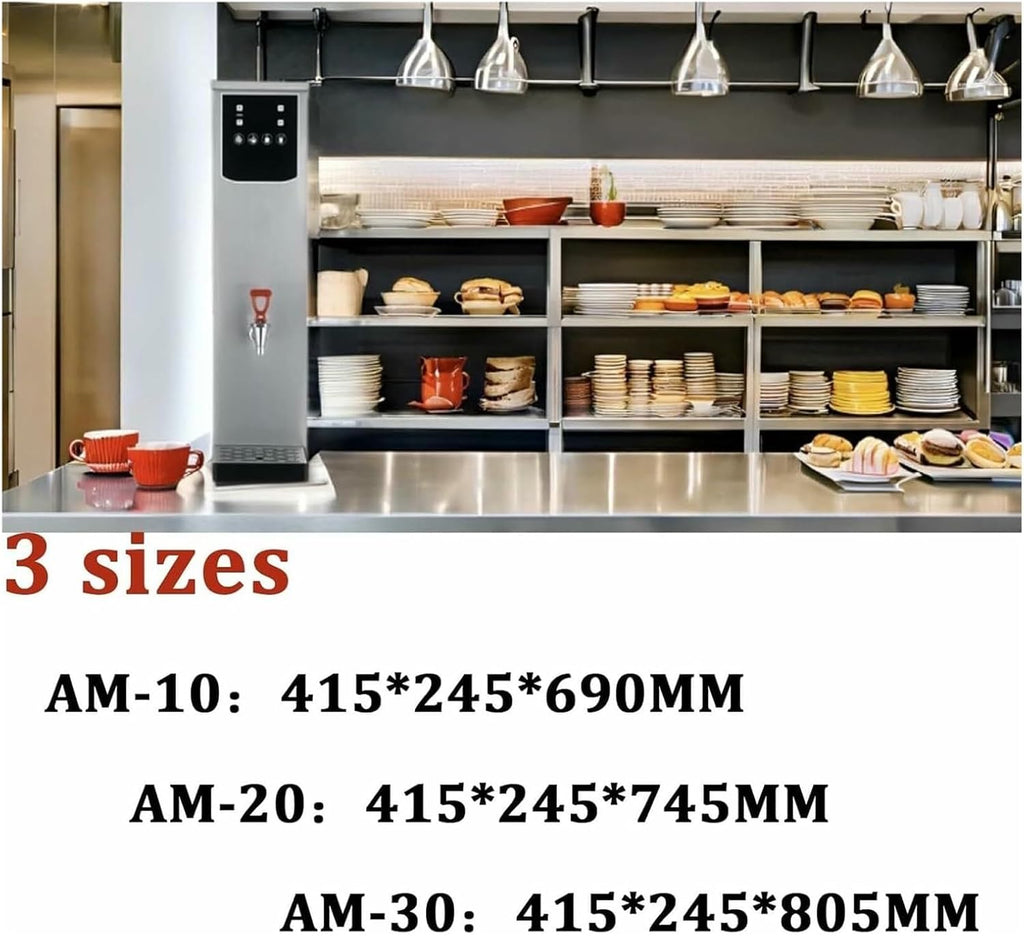 Commercial Electric Water Boiler 10L-30L, 2500W Stainless Steel Instant Hot Water Dispenser with Auto-Fill & No-Drip Spout, for Restaurants, Offices, Cafes (AM-10/AM-20/AM-30)