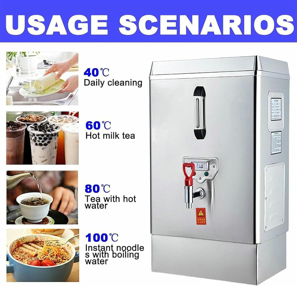 3KW Drinking Hot Water Boiler, 30L Commercial Stainless Steel Hot Water Dispenser with Non Drip Tap, Insulation Function, for Canteen, School, Company, Factory, Warehouse