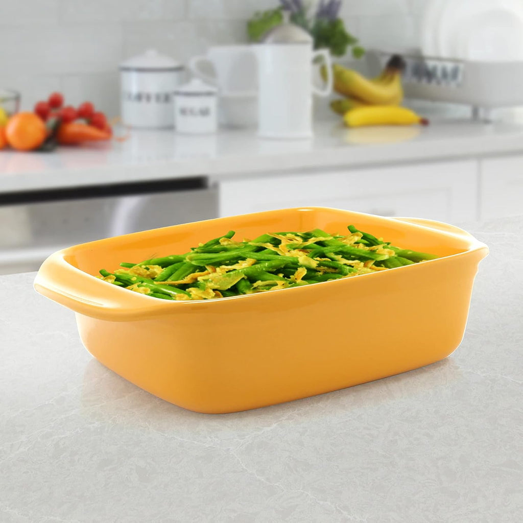 Chantal Classic Ceramic 2-pc Simple Baker's Set, 8' Sq Baker & 13' x 9' Rect Baker, Marigold Yellow 2 pc Baker Set 93A-2033 MY