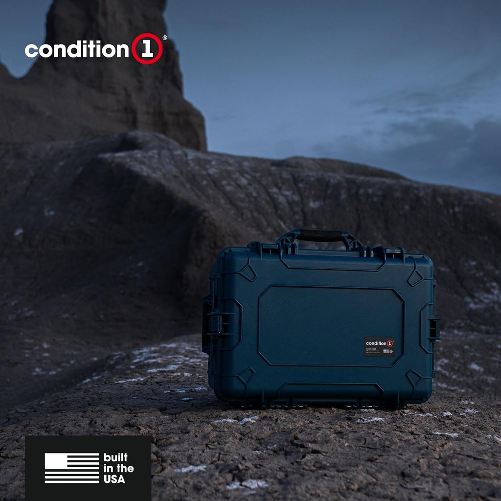 Condition 1 24' Rolling Heavy-Duty Lockable Storage Case Model 305 with Wheels and Handle, IP67 Rated Waterproof, Dustproof, TSA Friendly, Made in USA, 24.50'x17.02'x10.20', Black