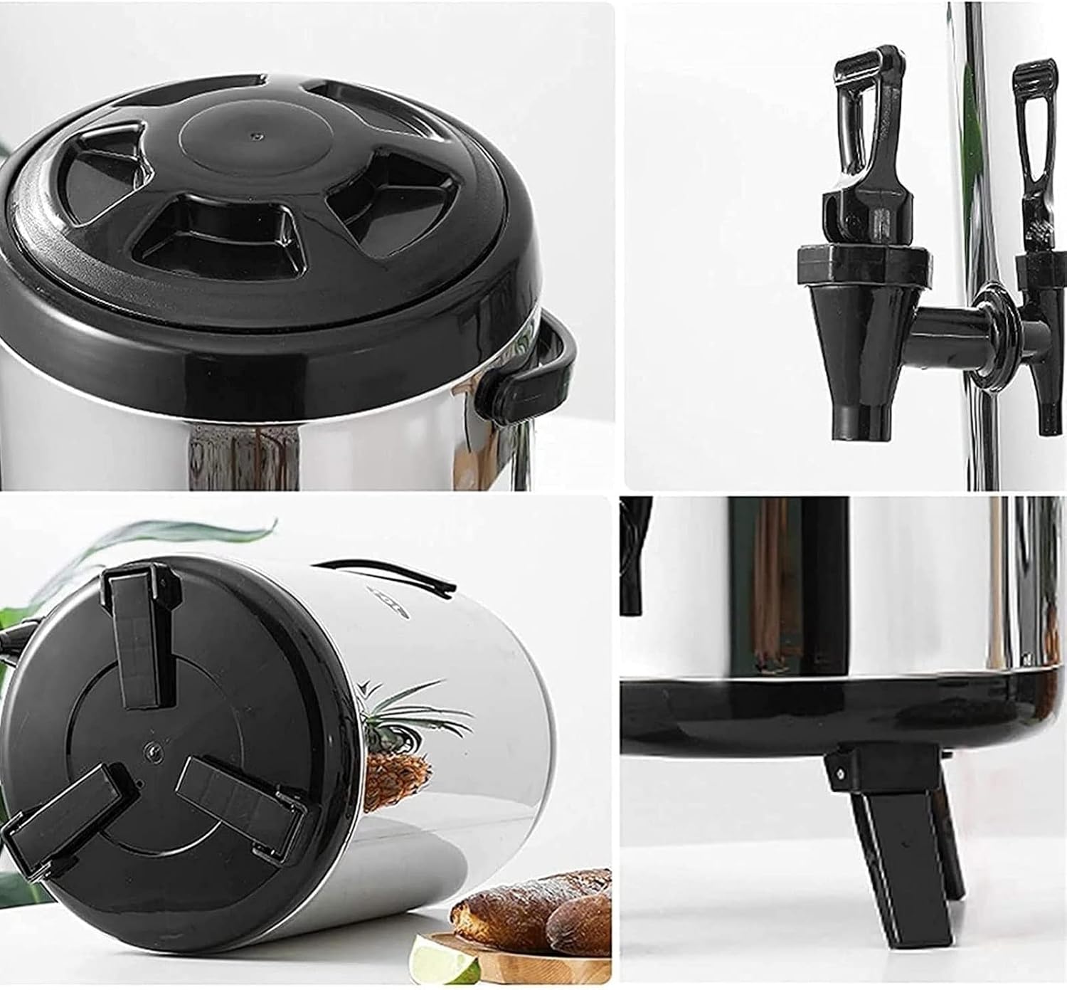 hot Water urn, 304 Stainless Steel Hot Water Dispenser Kettle Boiler Warmer Coffee Urn with Cover and Spigot Milk Tea Bucket Insulated Barrel(20L)