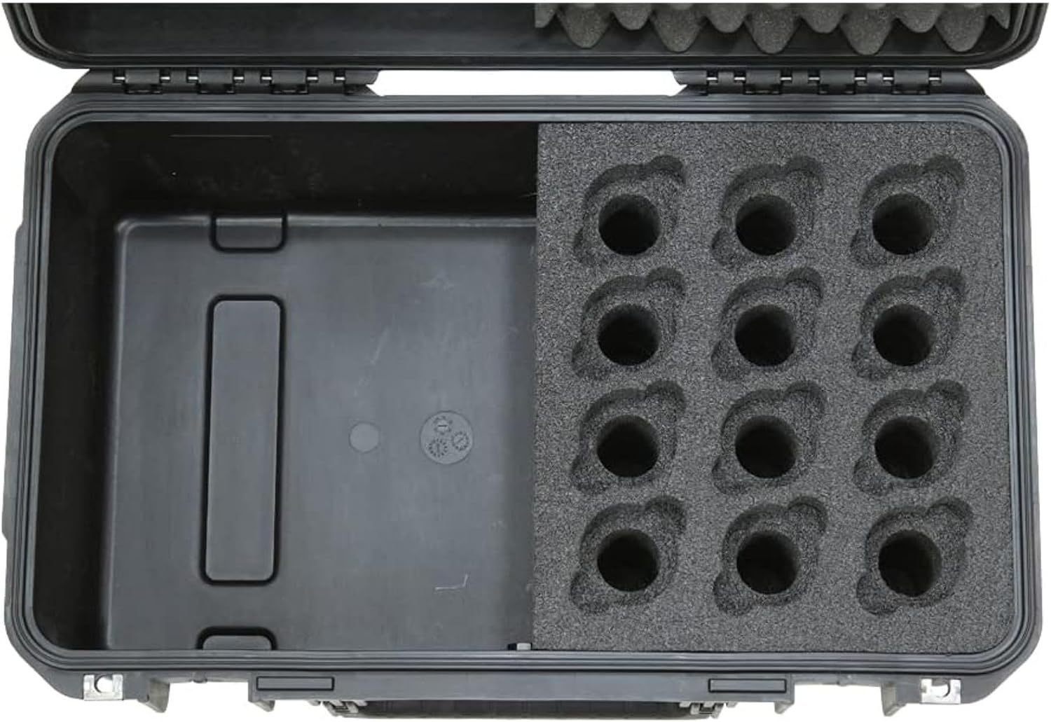 SKB iSeries Microphone Hard Case, Waterproof Polypropylene Shell with 12-Slot Foam Interior and Cable Storage for Mic System Protection