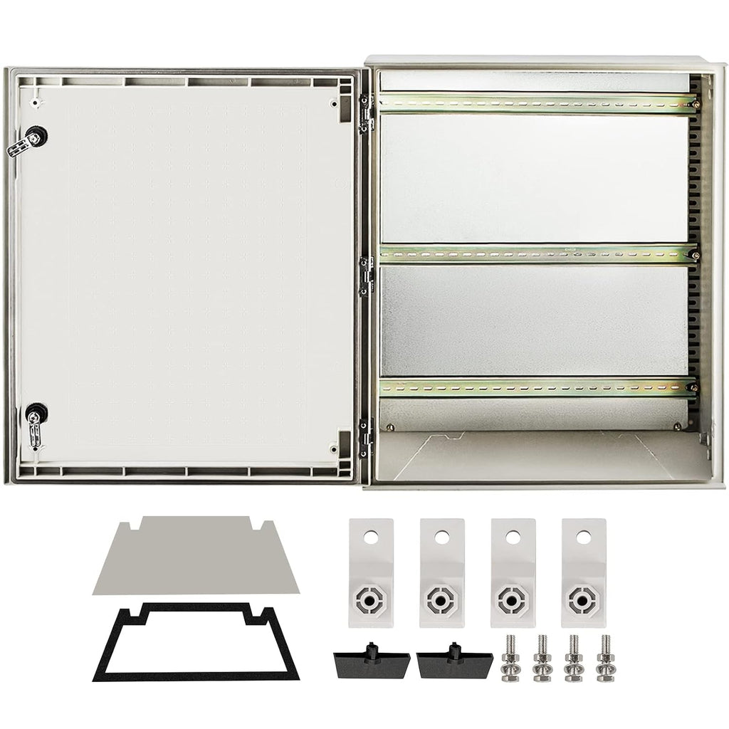 Happybuy NEMA Steel Case, 24x20x9'' NEMA 4X Fiberglass Electric Enclosure, with IP66 Water and Dust Resistance, Ideal for Both Outdoor and Indoor Applications, Comes with Mounting Plate (60x50x23 cm)