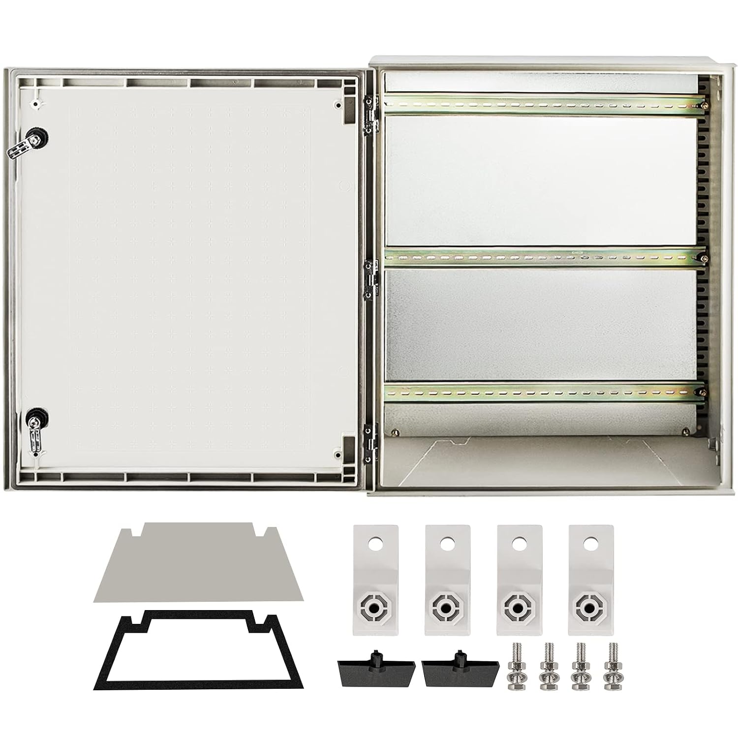 Happybuy NEMA Steel Case, 24x20x9'' NEMA 4X Fiberglass Electric Enclosure, with IP66 Water and Dust Resistance, Ideal for Both Outdoor and Indoor Applications, Comes with Mounting Plate (60x50x23 cm)