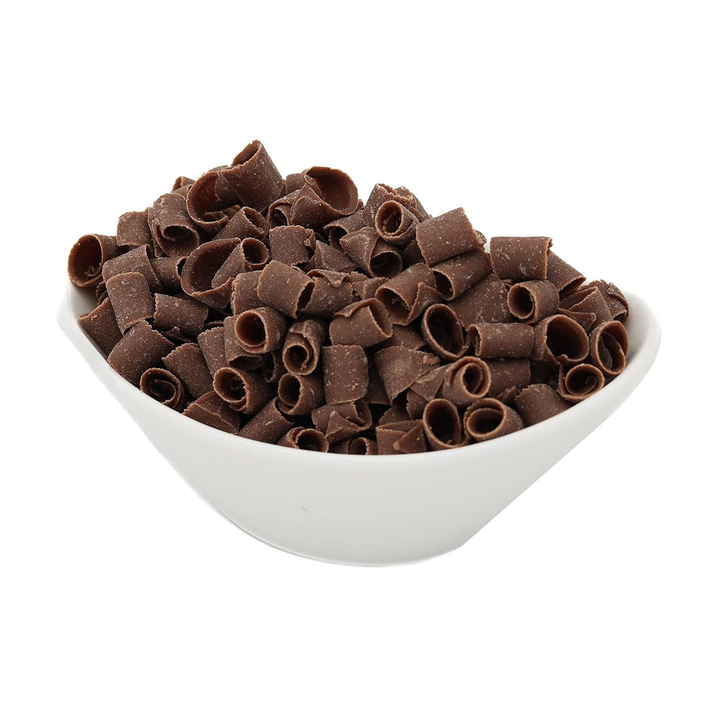 Milk Chocolate Decorating Curls, OliveNation Milk Chocolate Curls for Topping, Edible Decoration - 12 lbs