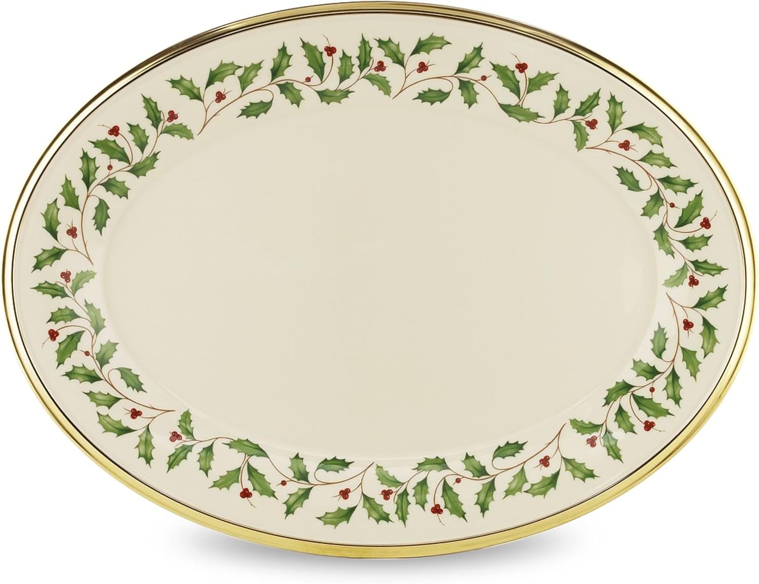 Lenox Serveware, Holiday Serving Platter, Oval Shape, 13-Inch, Ivory, Porcelain Material, Dishwasher Safe, Turkey Platter for Thanksgiving, Winter Hosting, Christmas Serving (Multicolor, 1 Piece)