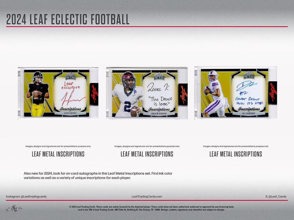 2024 Leaf Eclectic Football Hobby Trading Card Box (4 Autographed Cards Per Hobby Box)