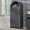 IFGET 71' Tall Arched Kitchen Pantry, Modern Fluted Wood Storage Cabinet with Doors, 3 Adjustable Shelves, 6 Door Shelves, Organizer, Versatile Cupboard for Kitchen,Bathroom, Dark Gray