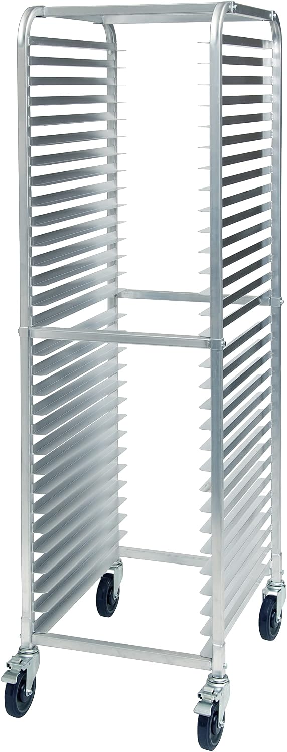Winco Aluminum Sheet Pan/Bun Rack, 2' Spacing with Brake, 30 Tier