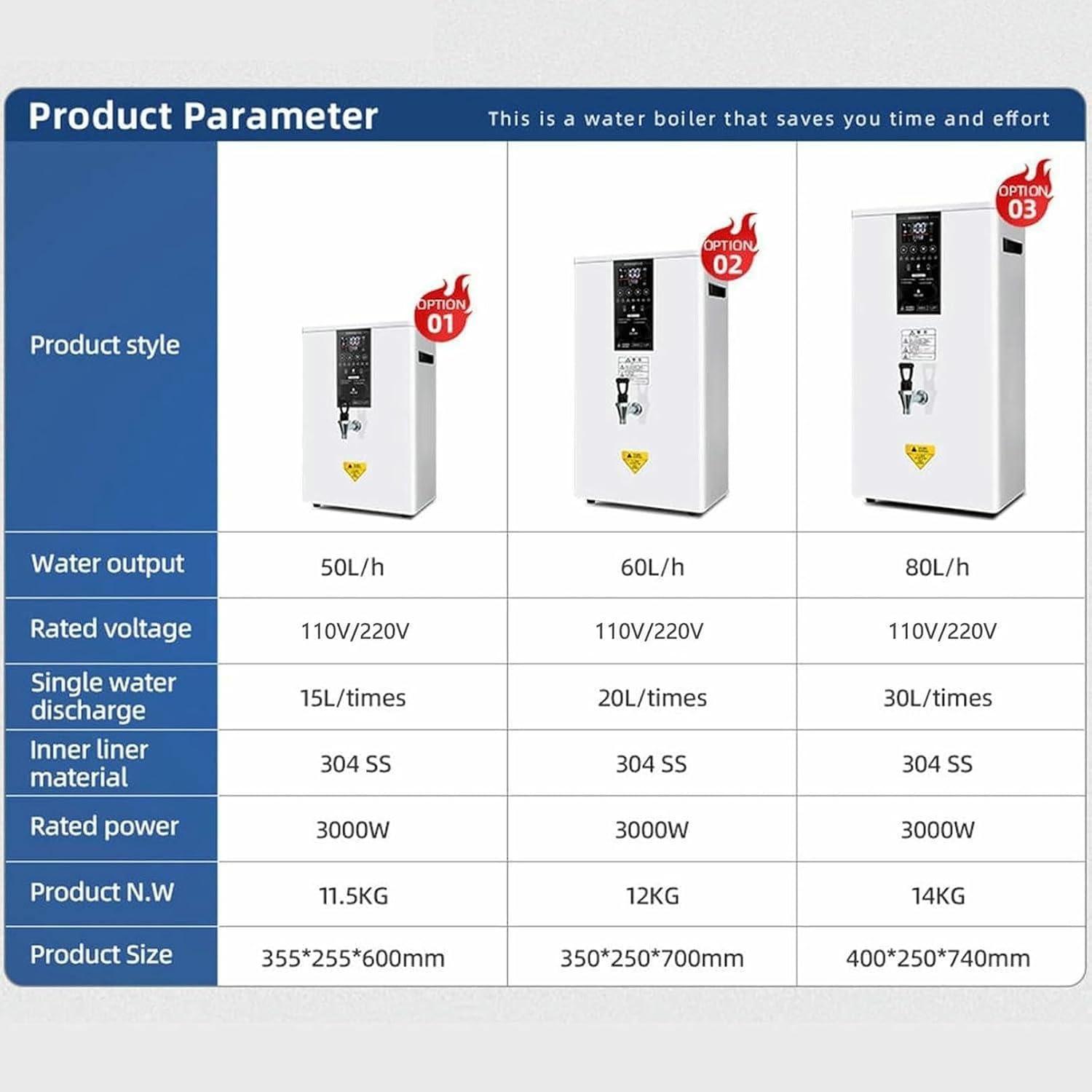 50L/60L/80L Instant Hot Water Dispenser Wall-Mounted Commercial Hot Water Dispenser with LCD Touch Screen and Built-in Water Purifier