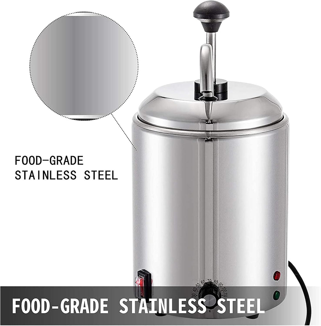 Cheese Dispenser with Pump,2.5L Capacity Hot Fudge Warmer, 800W Electric Hot Fudge Dispenser,10/20/30ML Automatic Cheese Dispenser for Hot Fudge Cheese Caramel,Temperature Control 30-110℃