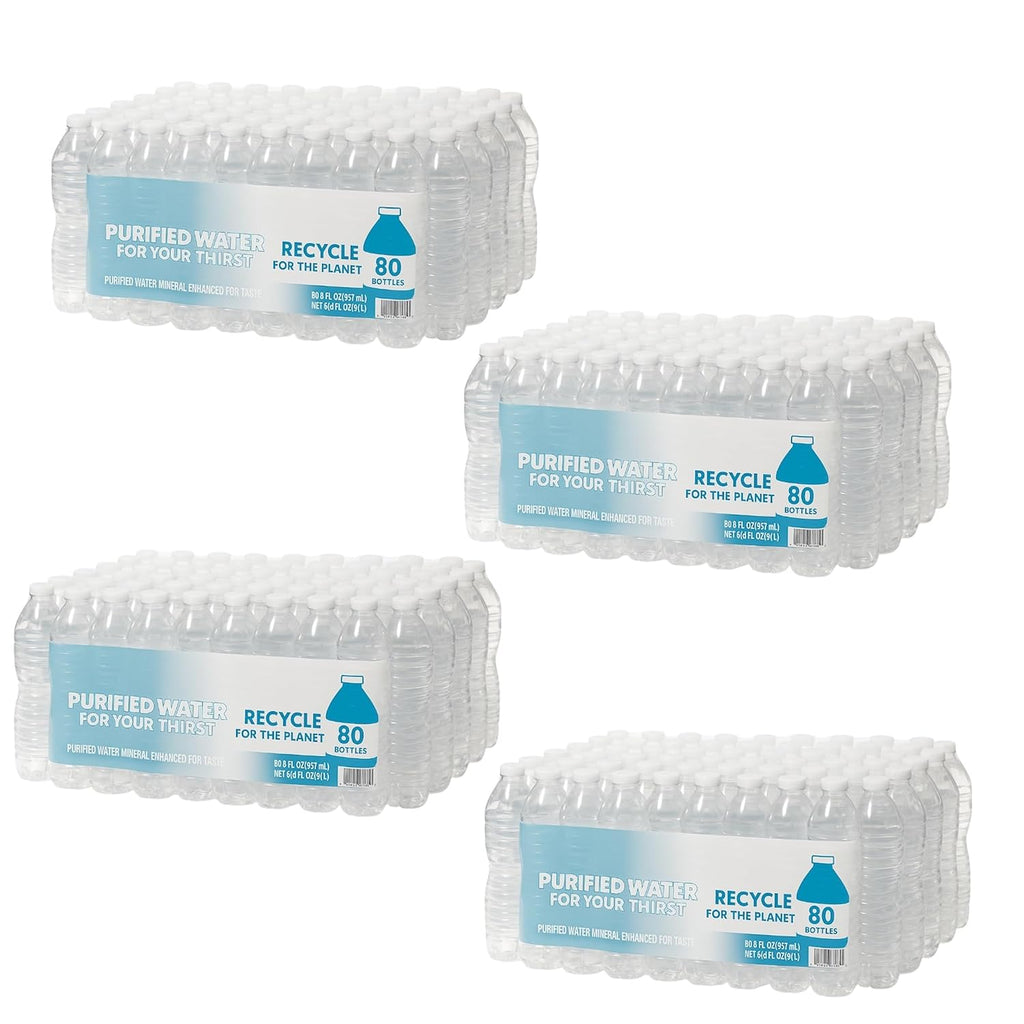 Purified Wаter 8 oz. bottle, 80 pk -Small Bottlеs Of Wаter - Mini Water Bottlеs - 8 oz Bottled Water - Bulk Small Wаter Bottlеs PACK OF 4 (TOTAL 320 Bottlеs)