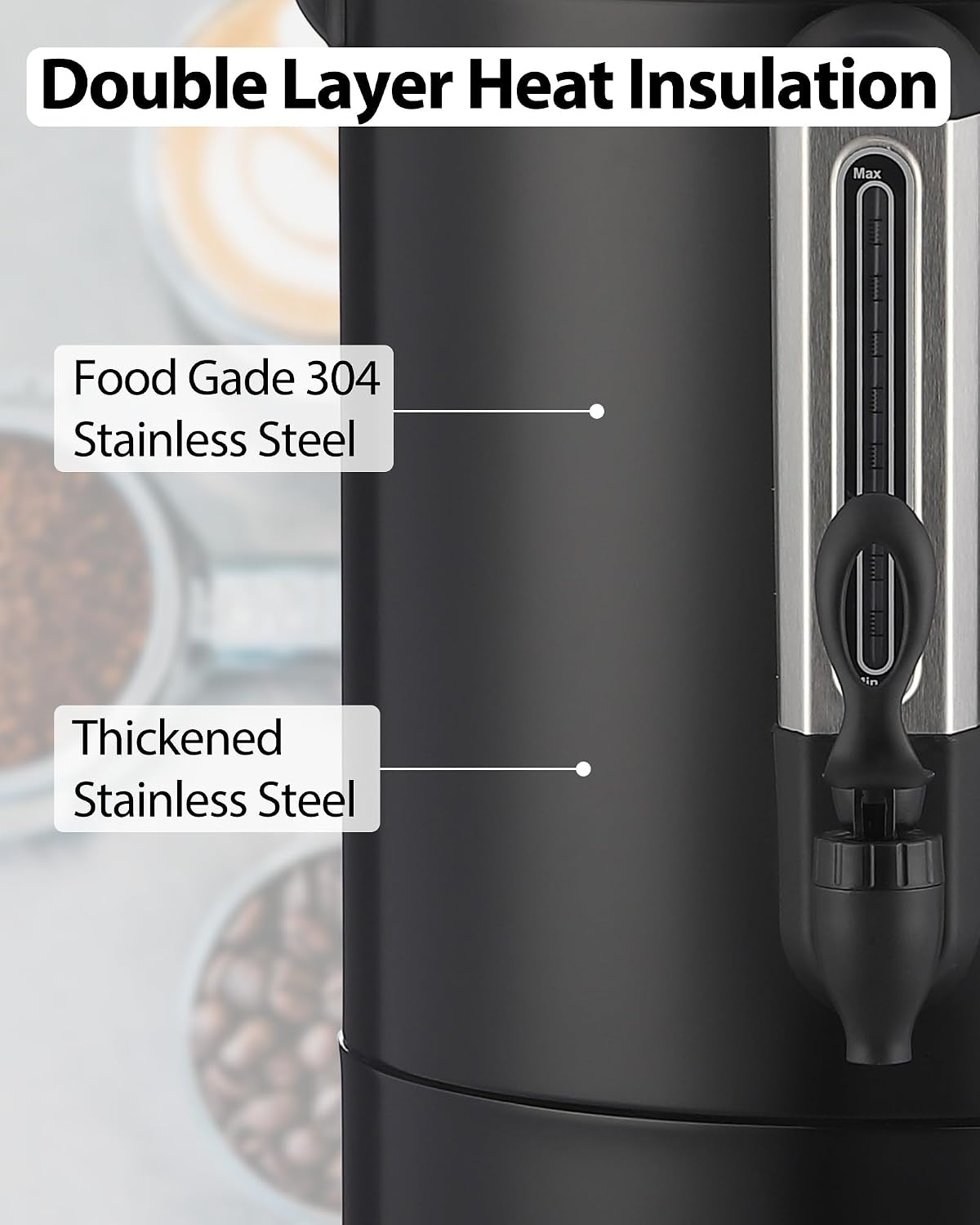 80 Cups-12L Commercial Coffee Urn, Coffee Dispenser Electric,Fast Brew Stainless Hot Water Dispenser, Hot Water Urn for Catering, Meeting, Party,Black