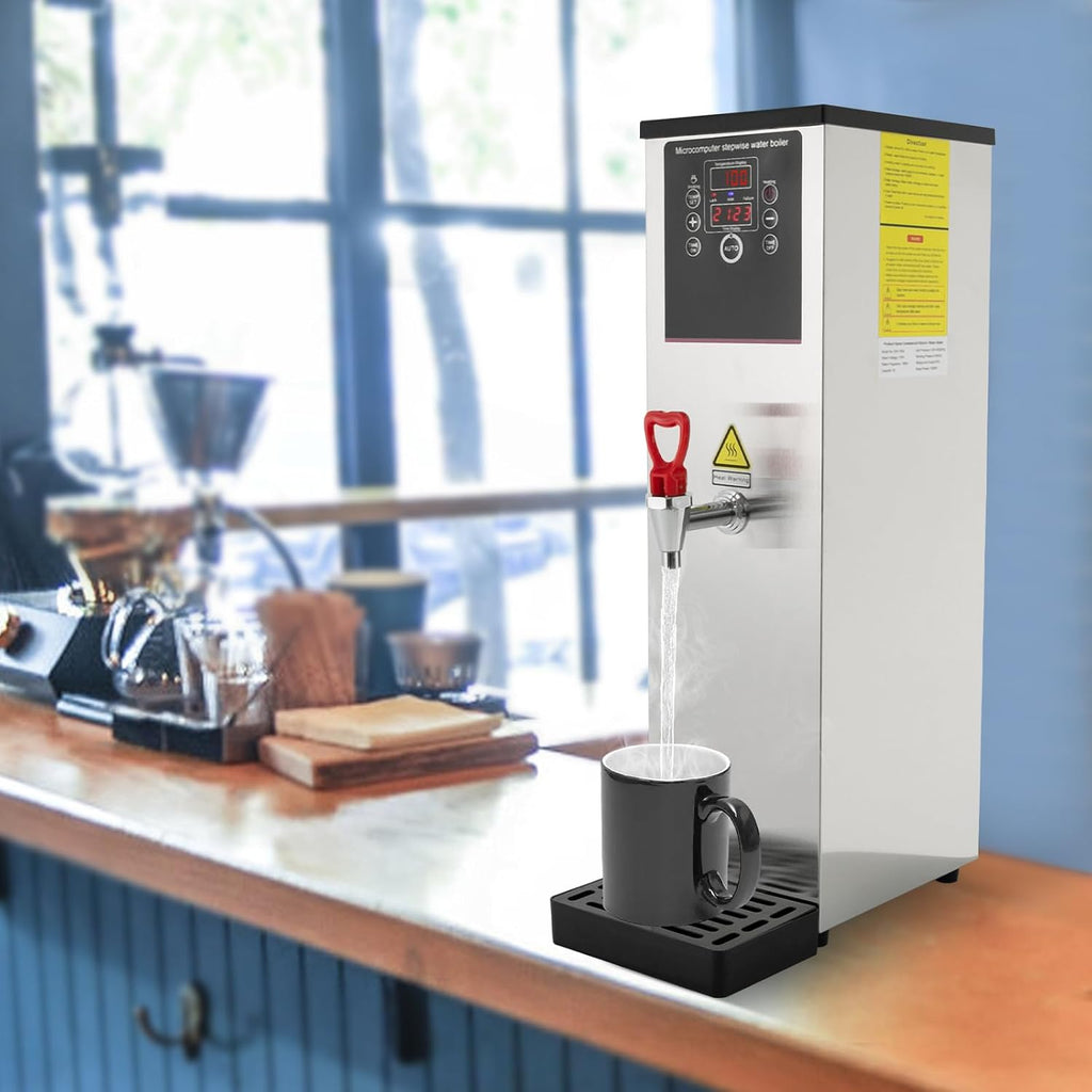 15L Water Boiler Eletric Commercial, Hot Water Dispenser with Smart Digital Display and Timing 2500W 15-Min Rapid Heating for Restaurant, Hotel, Office