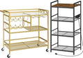 MAHANCRIS Bakers Rack with Power Outlet and Bar Cart for Home Bundle, 3-Tier Serving Cart, BRHB40E01-RCGD81B01