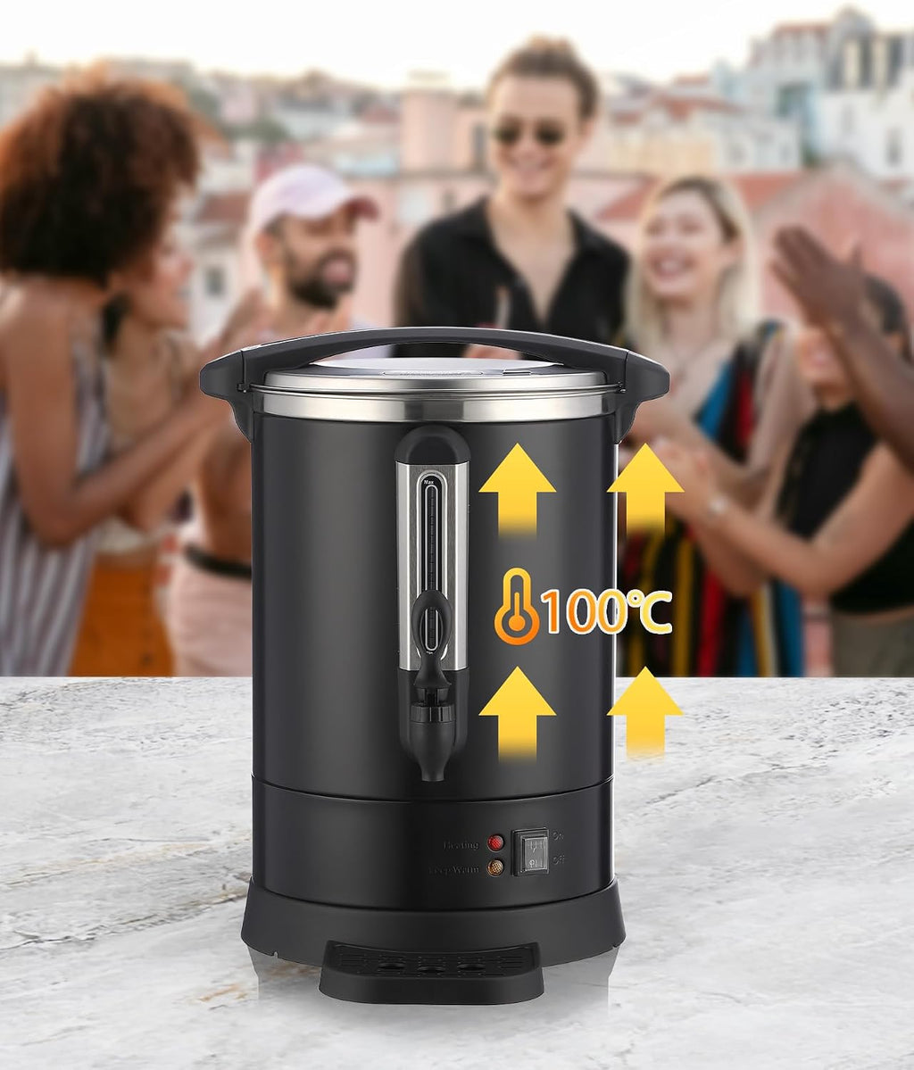 ‌Commercial Coffee Maker Urn,Stainless Steel Electric Hot Water Dispenser with Easy-Clean Design, Double Wall Insulation for Church, Office, Wedding Catering,12L