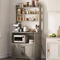 3-Shelf Rustic Baker's Rack with Storage Cabinet, Microwave Stand with Power Outlets and USB Ports, Thickened Counter, Coffee Bar Storage Shelves, Small Kitchen Bakers Rack