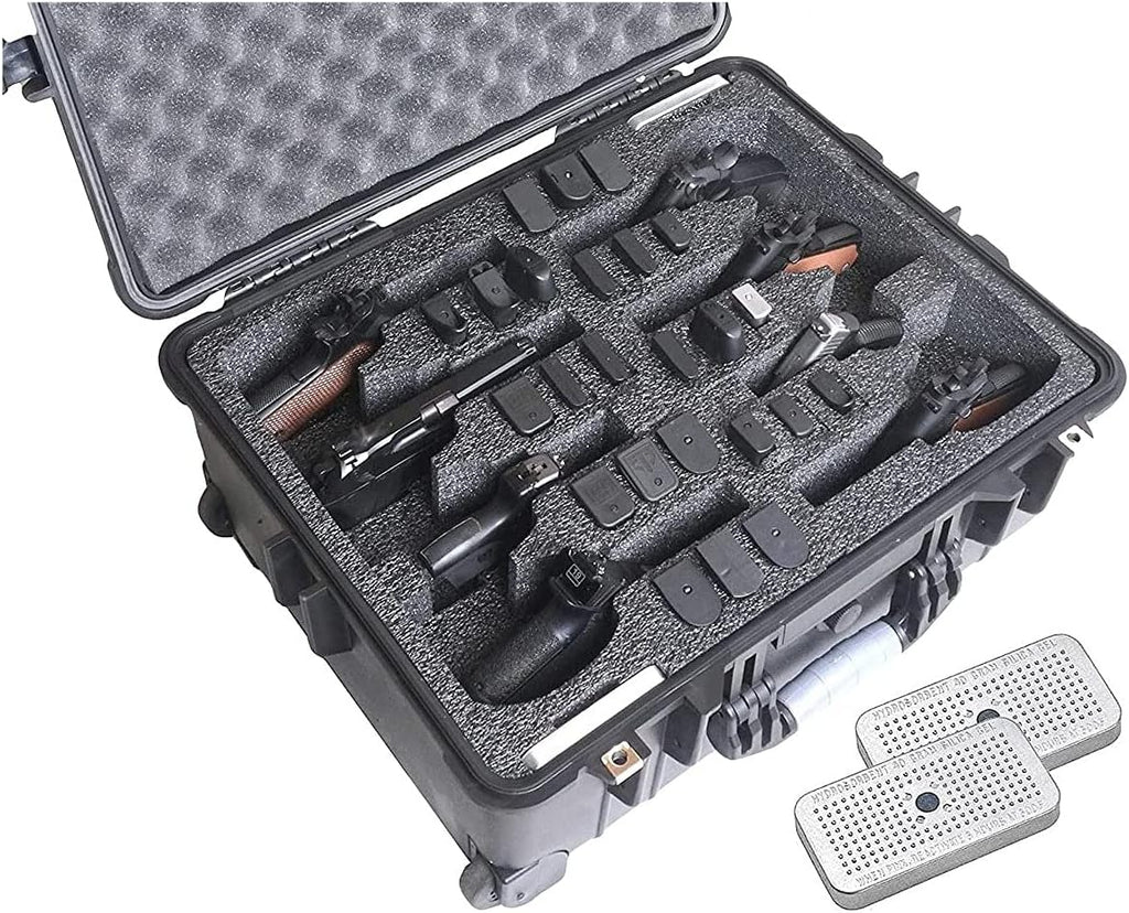 Case Club 8 Pistol and 24 Magazine Pre-Cut Heavy Duty Waterproof Case with 2 Included Silica Gel Canisters to Help Prevent Gun Rust (Upgraded Gen-2)