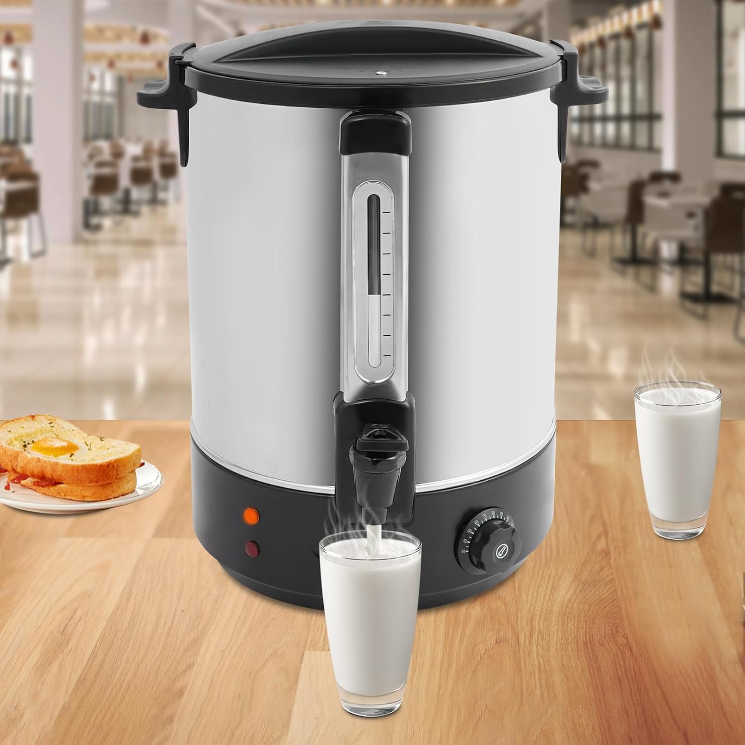 110V 2800W Electric Hot Water Dispenser, Electric Heat Preservation Bucket, Commercial Coffee Maker, Quick Brewing Coffee Urn with Adjustable Temperature, Hot Water Urn for Catering & Events (Black)