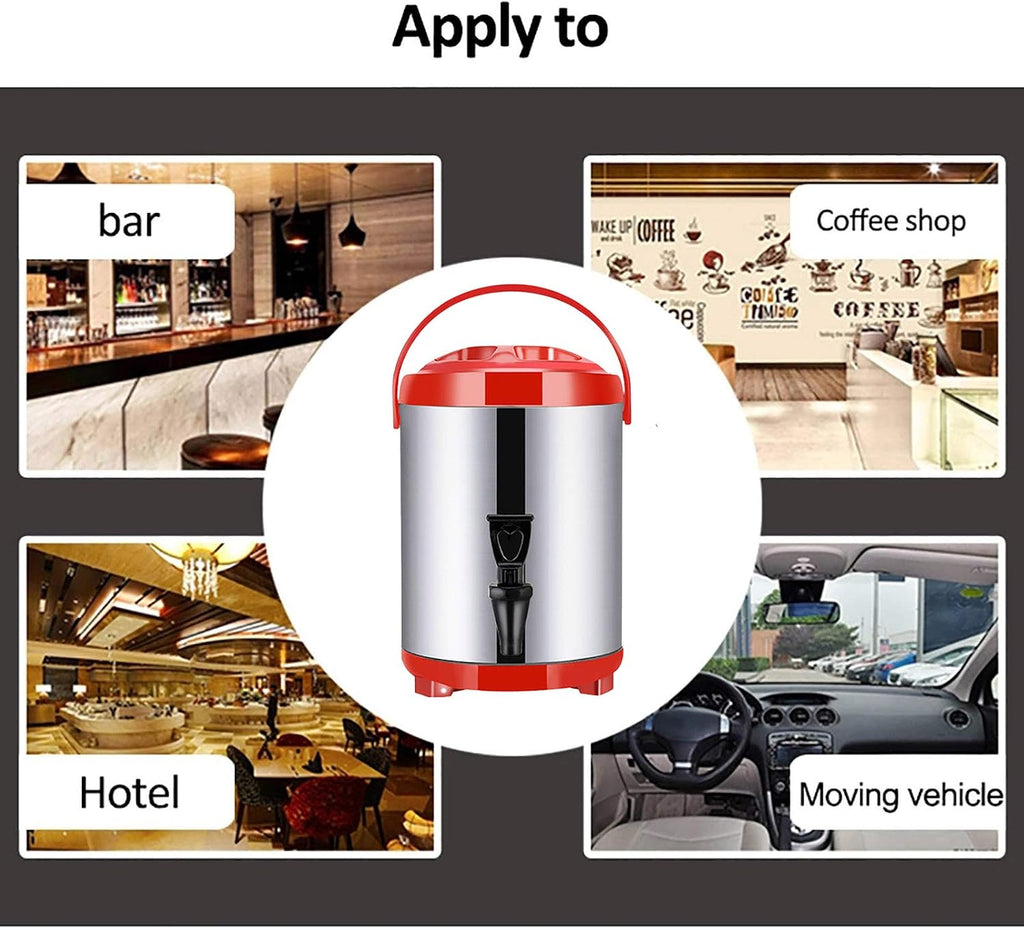 Stainless Steel Catering Boiler, 18L/20L Coffee Hot Water Dispenser-Red and Black, Beverage Commercial Water Dispenser Milk Tea Insulation for Beverage Store Party,Black,20L,Red-18L