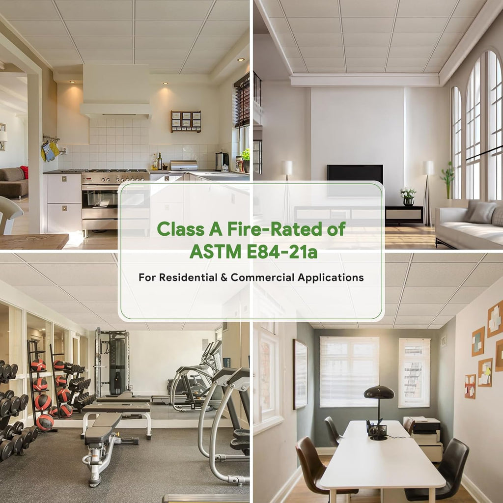 Fasarxiu 2ft x 4ft Printed Pro Ceiling Tiles Waterproof, Washable and Fire-Rated- High-Grade PVC Ceiling Tiles 24'x48' - Easy Drop-in Installation - Case of 10 (80 sq. ft.)