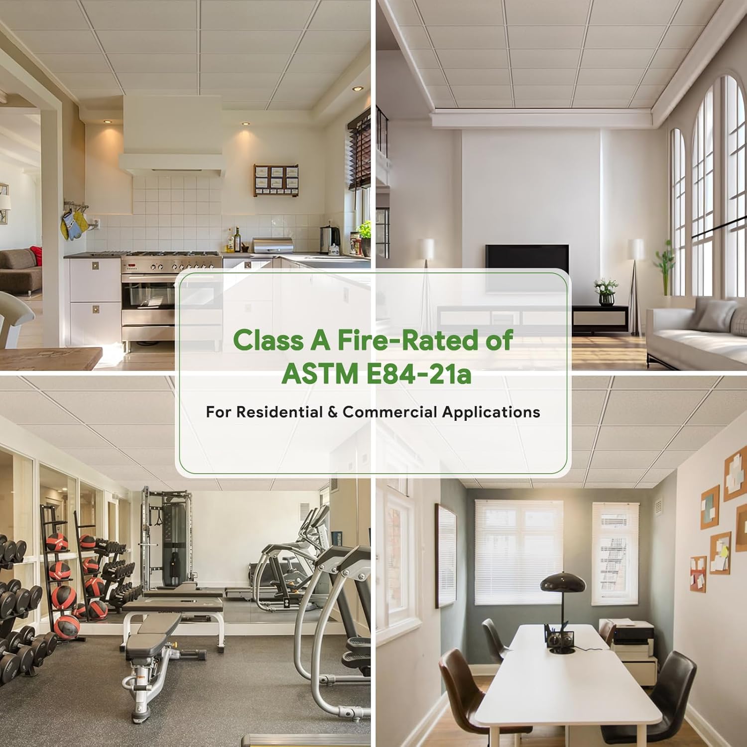 Fasarxiu 2ft x 4ft Printed Pro Ceiling Tiles Waterproof, Washable and Fire-Rated- High-Grade PVC Ceiling Tiles 24'x48' - Easy Drop-in Installation - Case of 10 (80 sq. ft.)