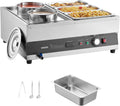 VEVOR Electric Soup Warmer, Two 6.34QT Pots & Three 1/3 Pans, Stainless Steel Commercial Food Warmer with 86~185°F Adjustable Temp, 1500W Bain Marie, Soup Station for Restaurant, Buffet