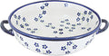 Blue Rose Polish Pottery - Blue Willow Round Casserole with Handles - 10.25' Diameter - Unique, Dishwasher Safe, & Durable Bakeware