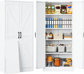 SISESOL 61' Tall Pantry Cabinet,Farmhouse Kitchen Pantry Storage Cabinets with 2 Doors and 5 Shelves,White Metal Storage Cabinet,Large Cupboard for Home,Kitchen,Dining/Living Room