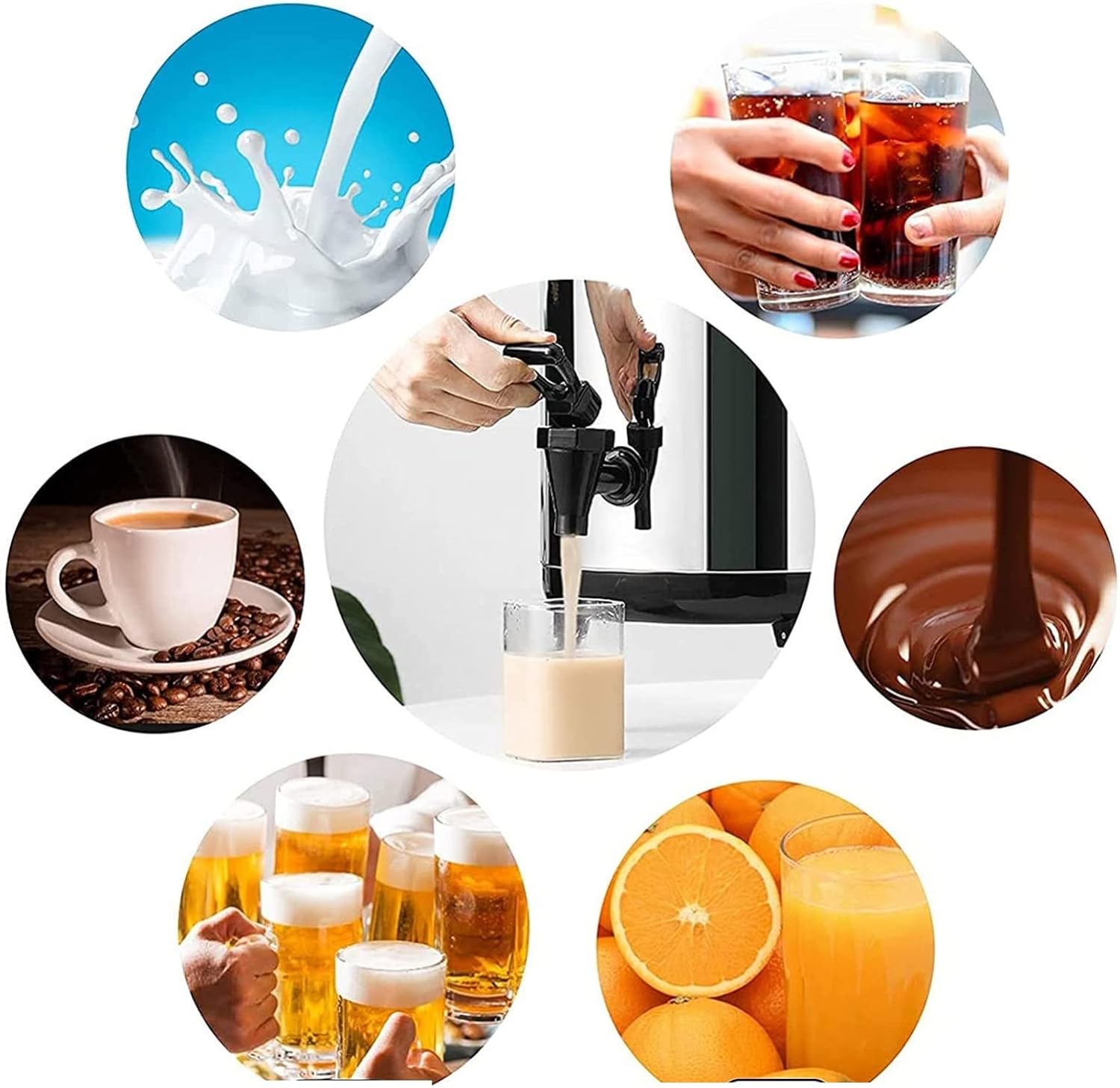6L/8L/10L/12L Coffee Urn, Stainless Steel Hot Water Kettle Dispenser with Cover & Spigot, Insulated Beverage Container for Milk Tea & Hot Water, Red, Durable & Efficient