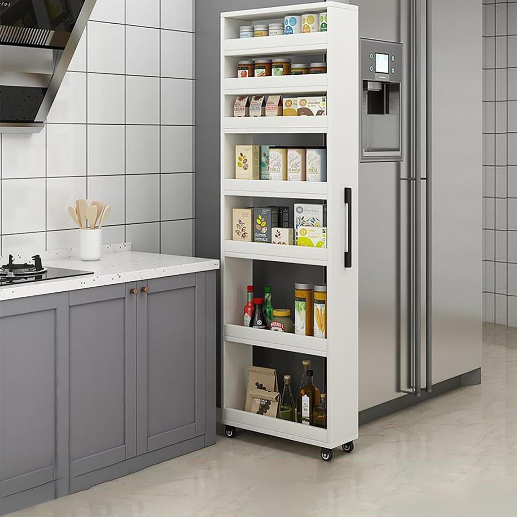 Slim Storage Cart,7 Tier Standing-Shelf with Wheels,Narrow Pantry Organizer for Small Spaces, Mobile Gap Storage Shelf for Kitchen, Laundry Room, Bathroom