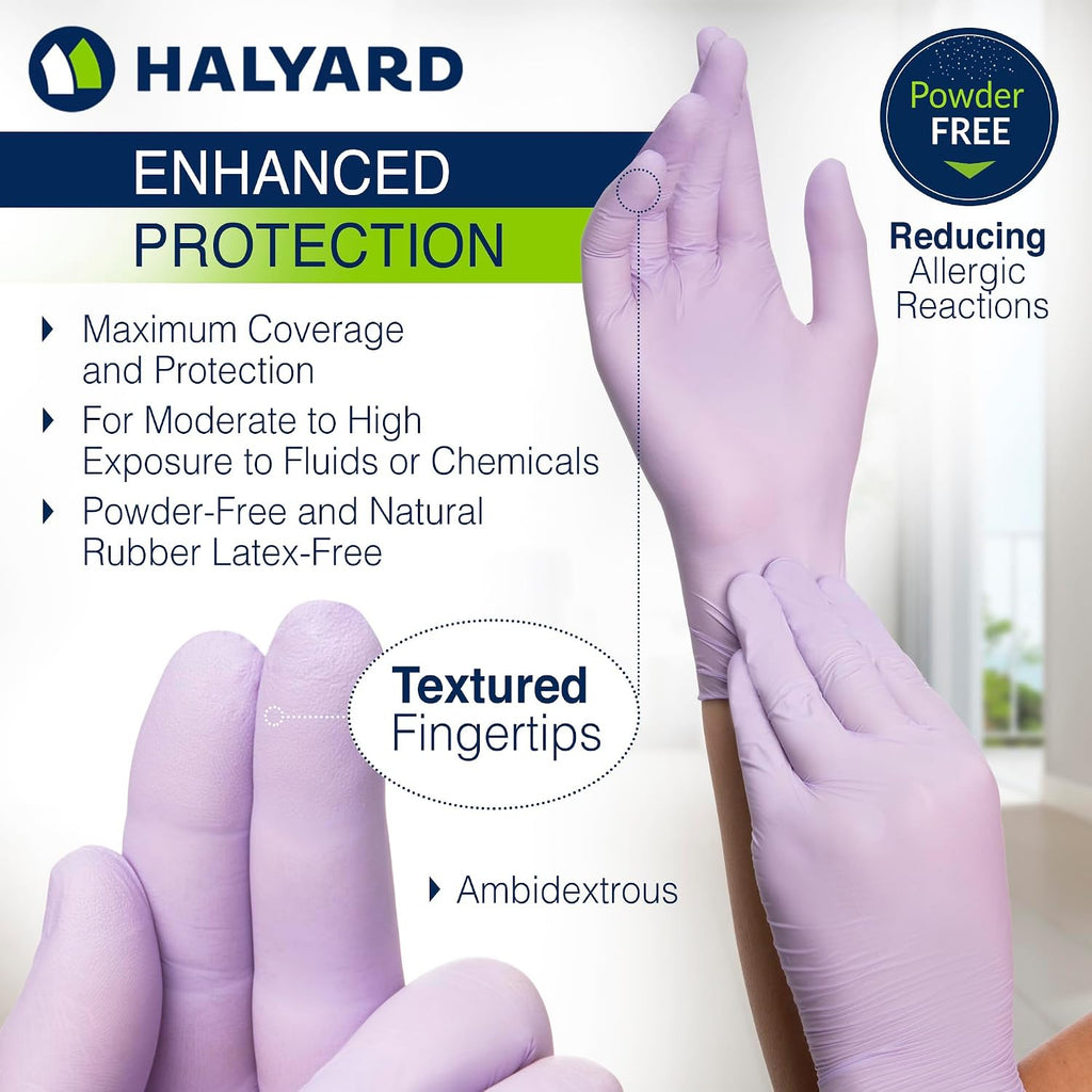 HALYARD Lavender Nitrile Exam Gloves, Disposable, Household Cleaning Supplies for First Aid, Beauty, Baby Care, Pet Care, 3.1 mil, Medium, 52818 (Case of 2500)