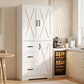 IRONCK Pantry Cabinet, 67.5 inch Tall Storage Cabinet with 3 Doors & Drawers, Farmhouse Kitchen Cabinet with Adjustable Shelves, 5 Tier Freestanding Cupboard for Kitchen