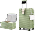 HanTrip Hard Shell Suitcases 24 Inch Check in Luggage with Spinner Wheels Cup Holder, Lightweight Top Opening Expandable Luggage Hard Case Rolling Medium Checked Suitcase with Lock, Bamboo Green