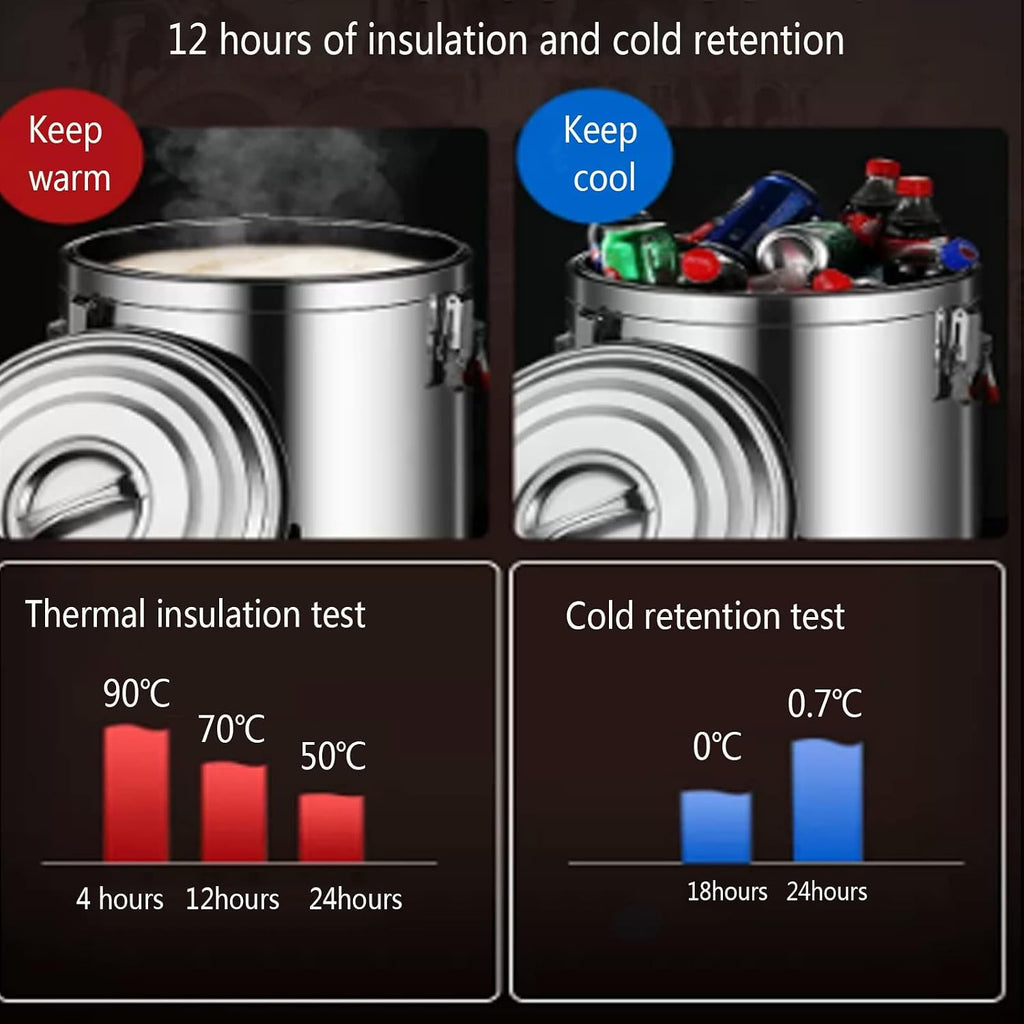 Hot Water Dispensers,Stainless Steel Insulated Barrel, Milk Tea Barrel Large Capacity Juice Bucket Insulation and Cold Preservation for Bar Party Kitchen Picnic